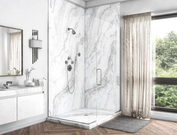 2 Panel Shower in White Pearl